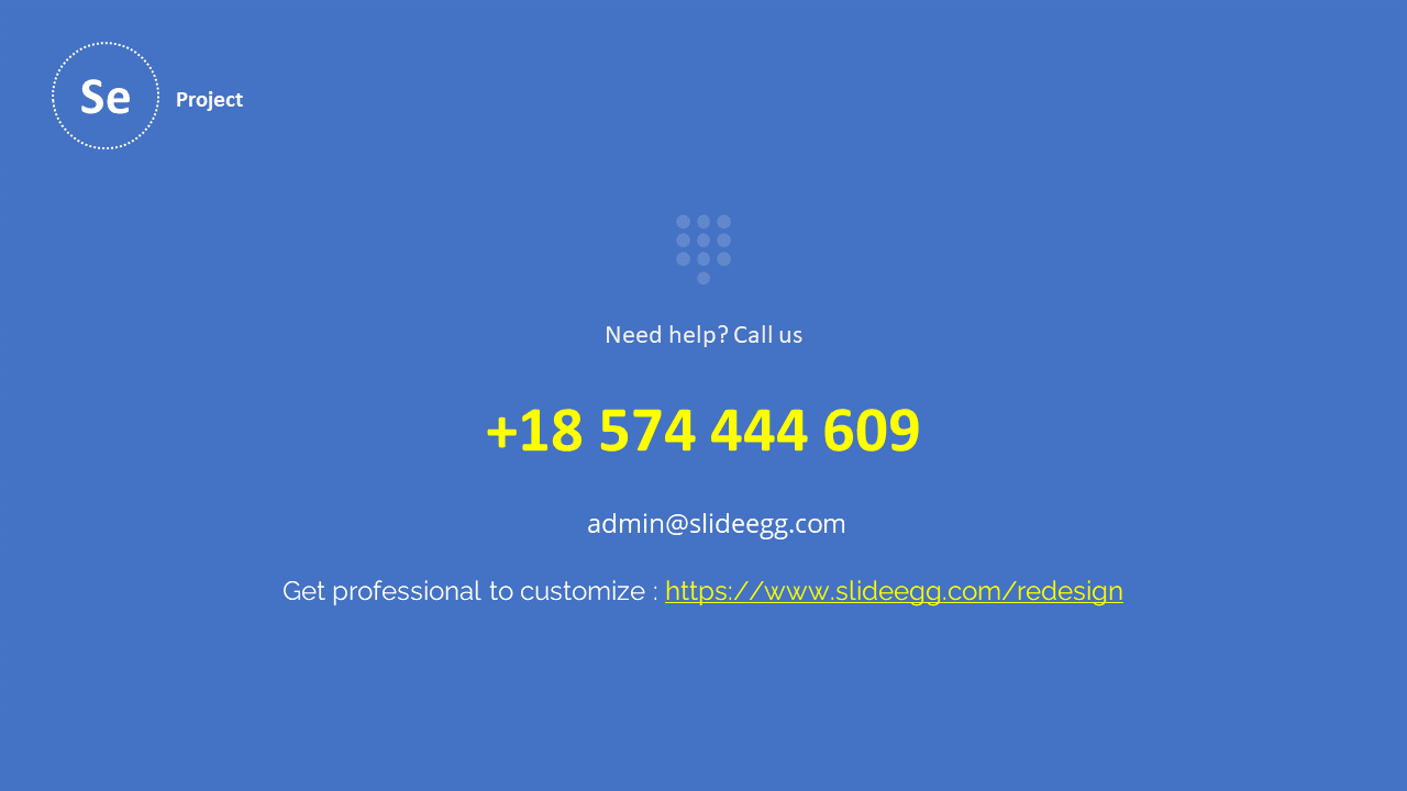 Minimalist blue background displaying a contact number, support email, and link for professional customization services.