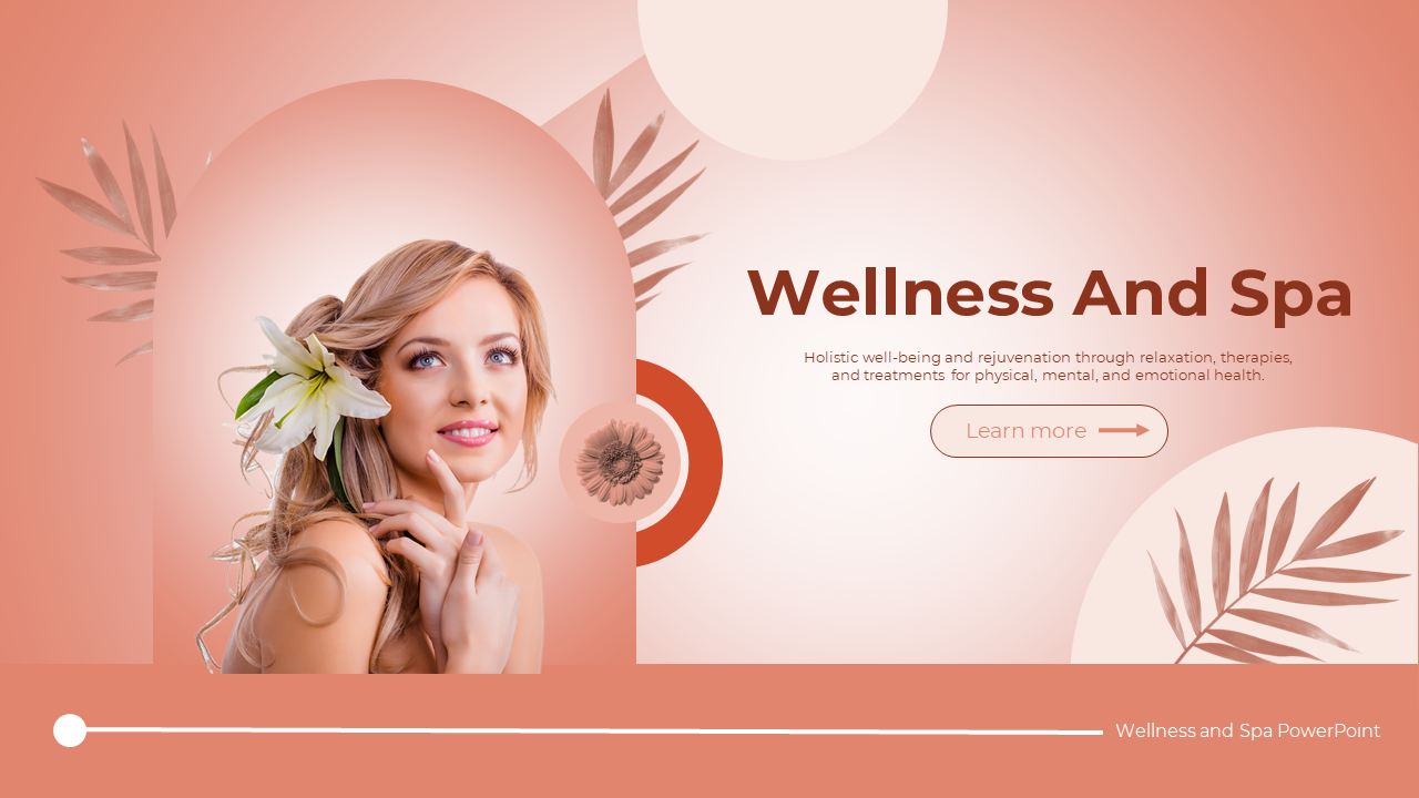 Elegant wellness and spa slides showcasing a serene aesthetic with images of spa treatments and a model relaxing.