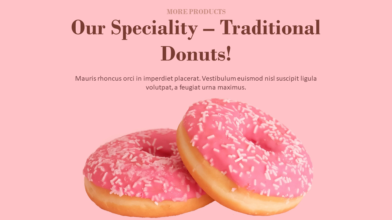 Glazed donuts with pink icing and sprinkles featured on a pastel pink background with centered title and short paragraph.