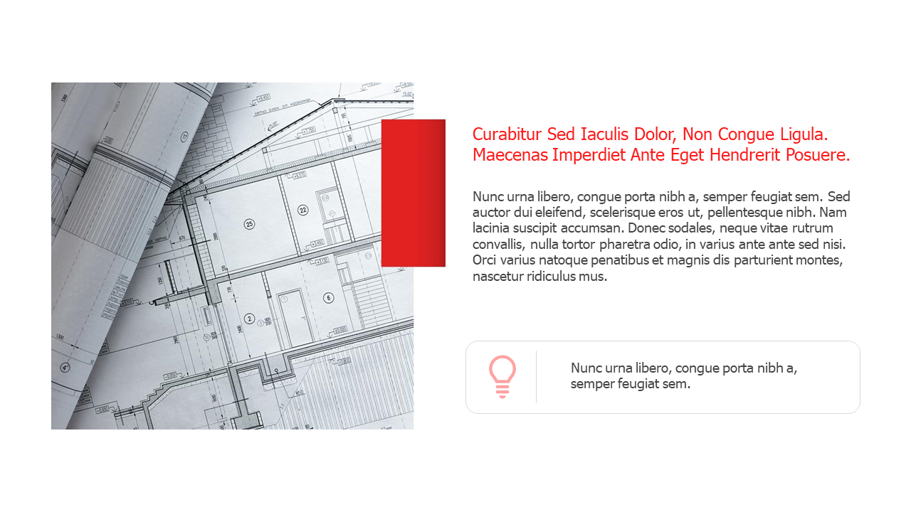 Portfolio slide with clean modern structures, each image labeled with a short caption, highlighting architectural style.
