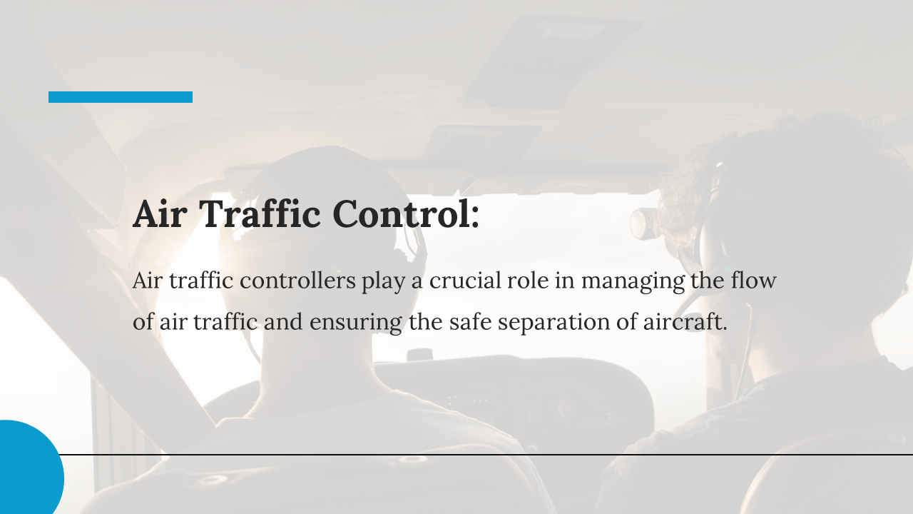 Two air traffic controllers wearing headsets, oversee air traffic flow and ensure aircraft separation.