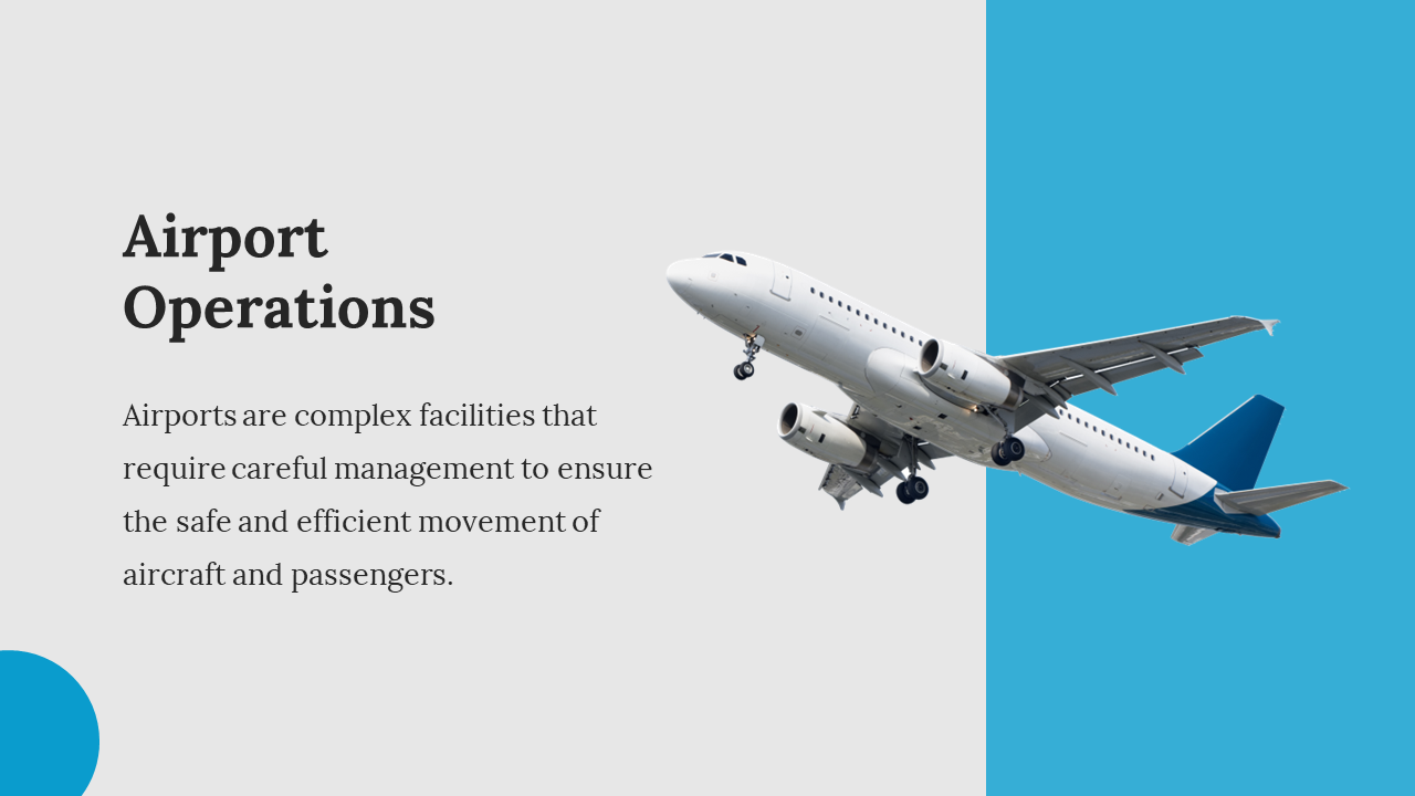 A plane taking off, illustrates the complexity of airport operations in managing the safe and efficient movement of aircraft.