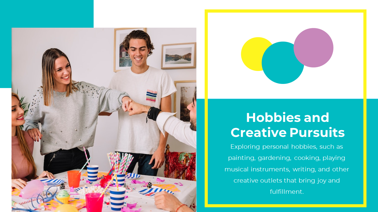 A group of people gathered around a table, engaging in creative activities, with colorful decorations.