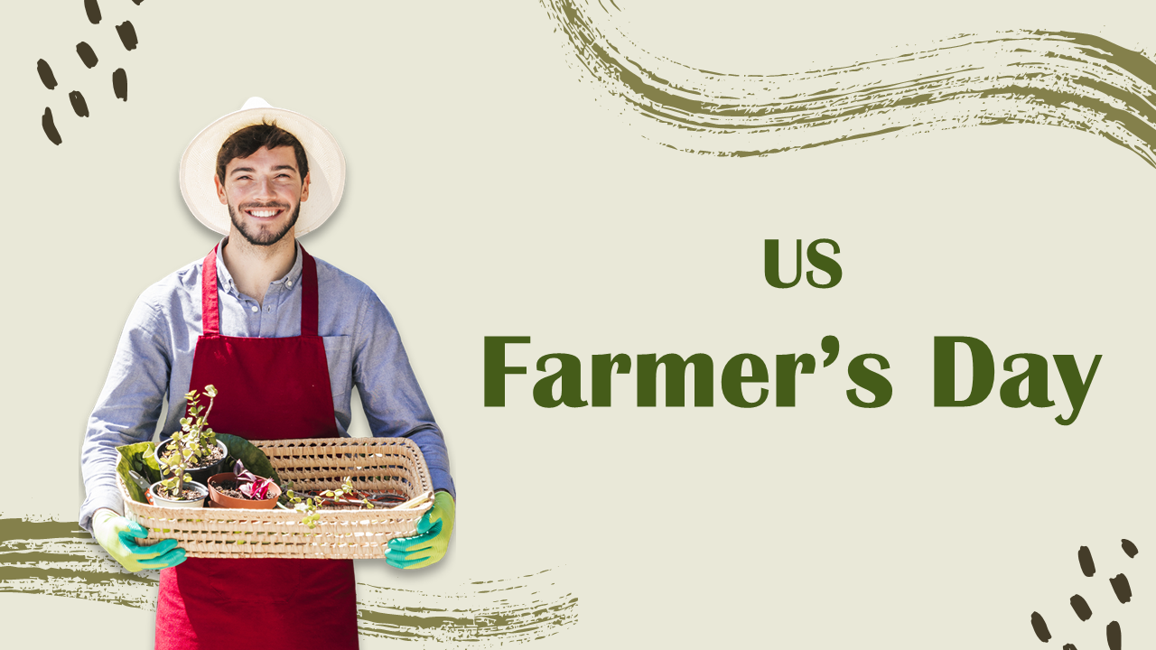 US Farmers day PowerPoint with slides covering the history, significance, and celebrations including facts and timeline.