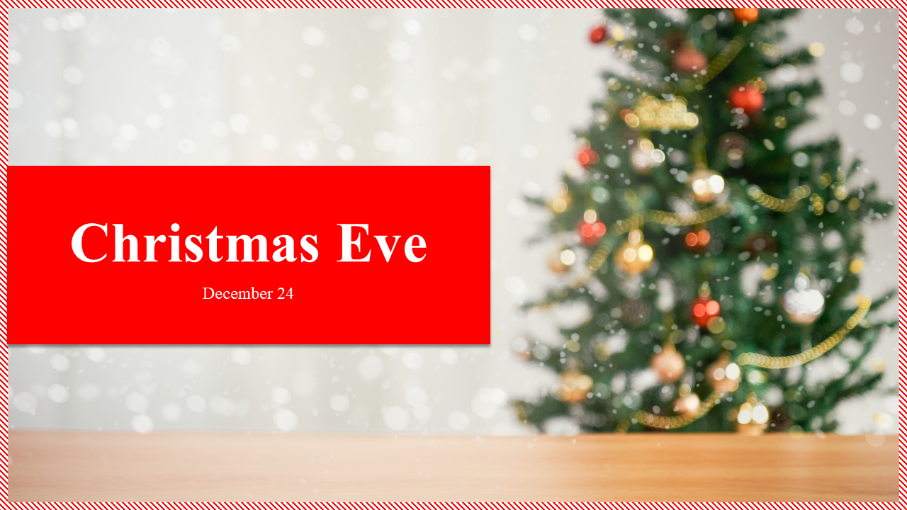 Slides celebrating Christmas Eve, featuring history, traditions, activities, and global celebrations with holiday visuals.