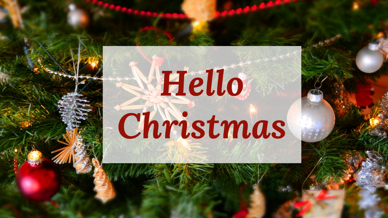 Slide deck showing Christmas traditions, history, activities, and holiday significance with vibrant colors.