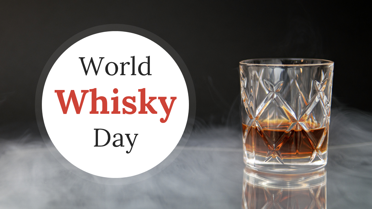 Whisky Lover's Presentation slides about its production, tasting, cocktails, and investment with text descriptions.