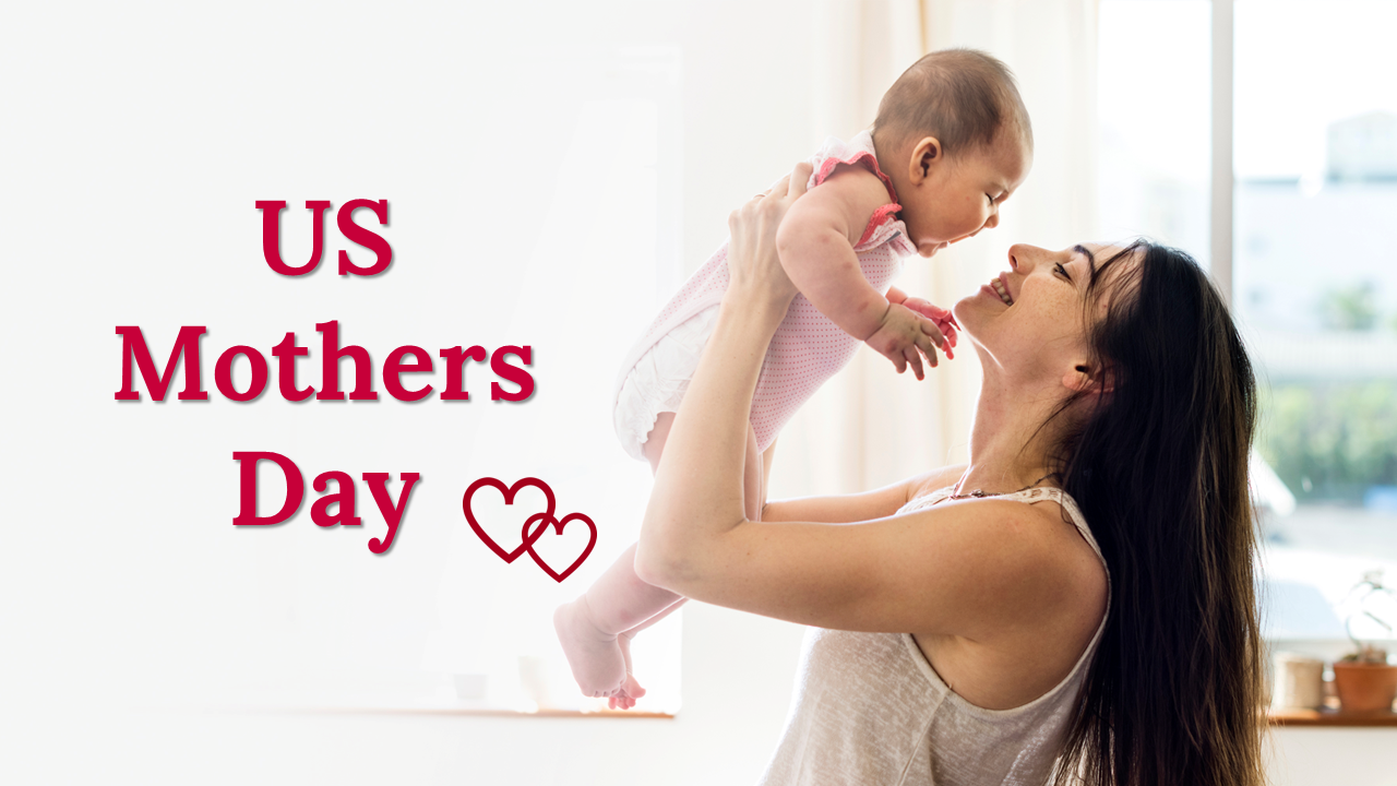 Mother's Day-themed slide deck with a mix of photos, text sections, and design elements celebrating mothers in the US.