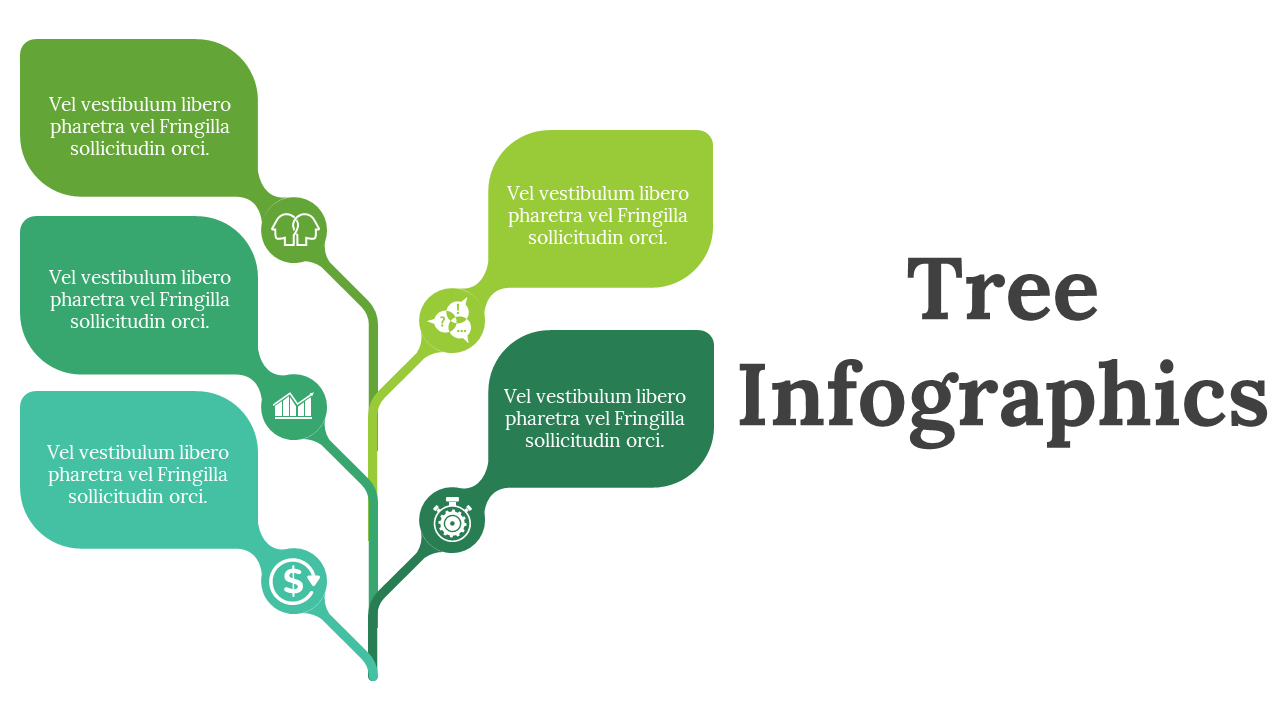 Infographic slides featuring data on trees, their growth, types, and environmental benefits with colorful visuals.