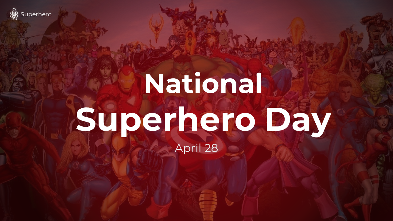Superhero-themed slide deck showcasing hero categories and benefits of national superhero day with vibrant visuals.