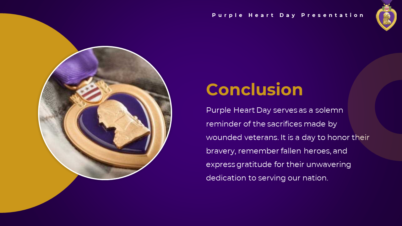 A hand holding the Purple Heart medal, a symbol of honor for military personnel wounded or killed in combat.