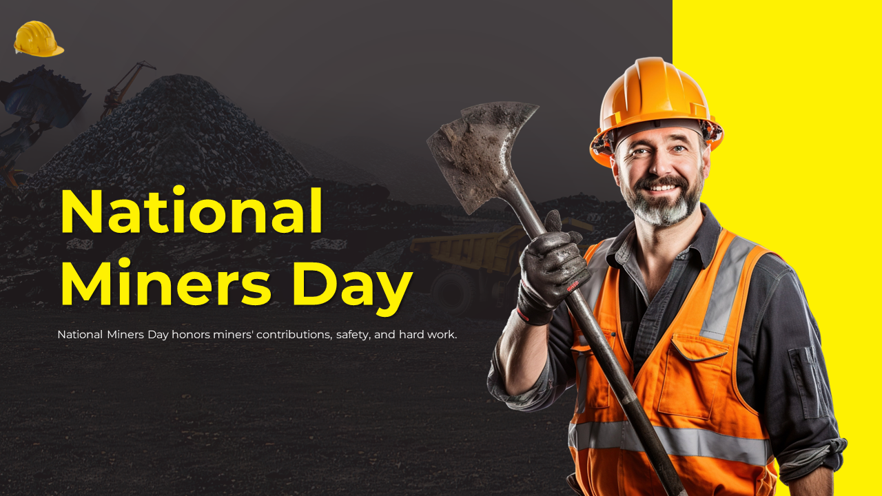 National Miners day features slides on the mining industry, its history, safety measures, and miners' roles.