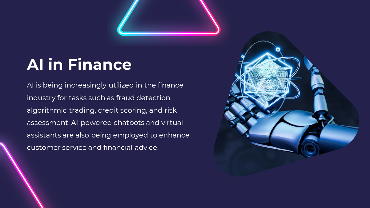 Illustration showing AI's role in finance, with a robotic hand holding glowing data, focusing on fraud detection.