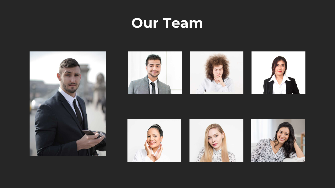 Our team professional group of individuals, with a mix of formal attire and casual poses, standing outdoors and seated.
