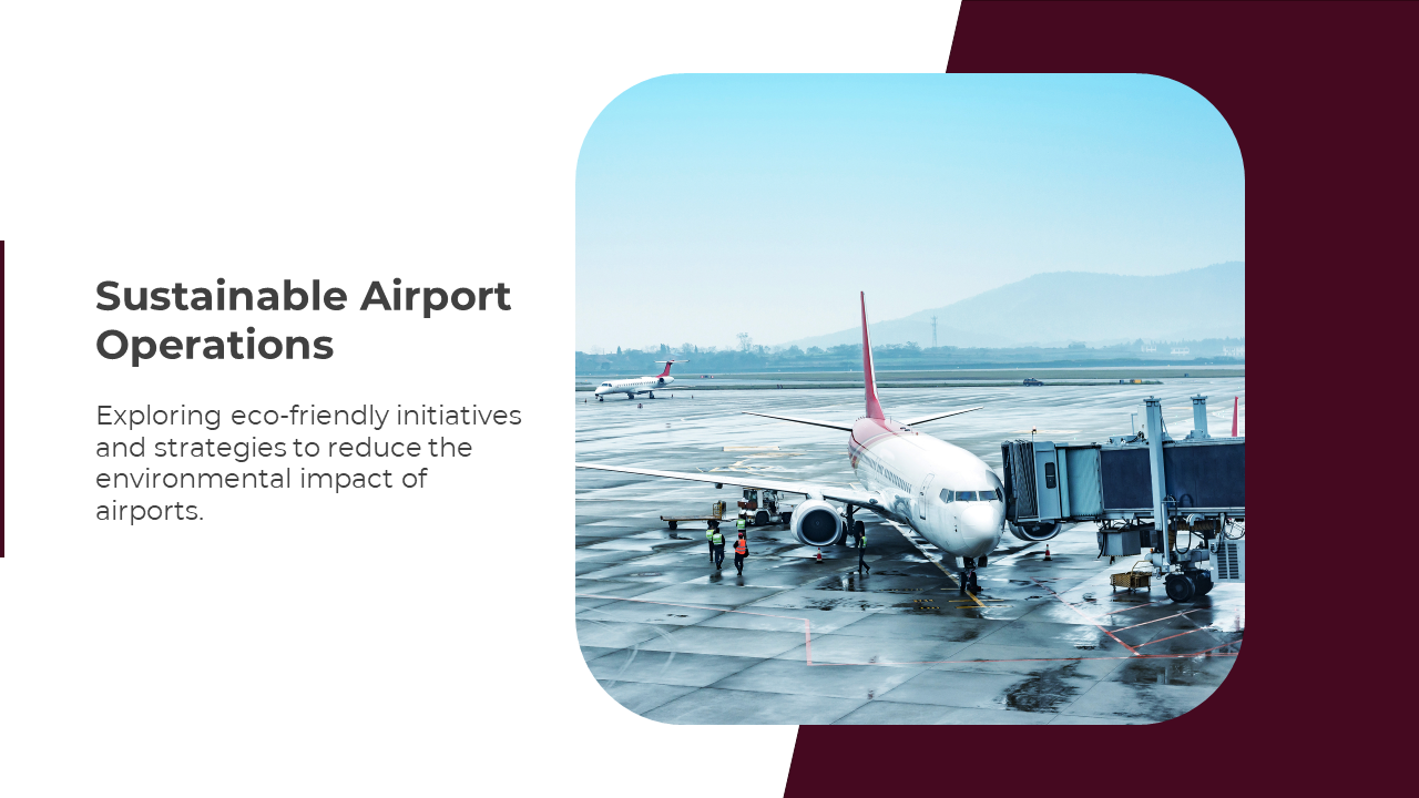 A plane at an airport gate, showcasing sustainable airport operations with eco friendly initiatives and environmental focus.