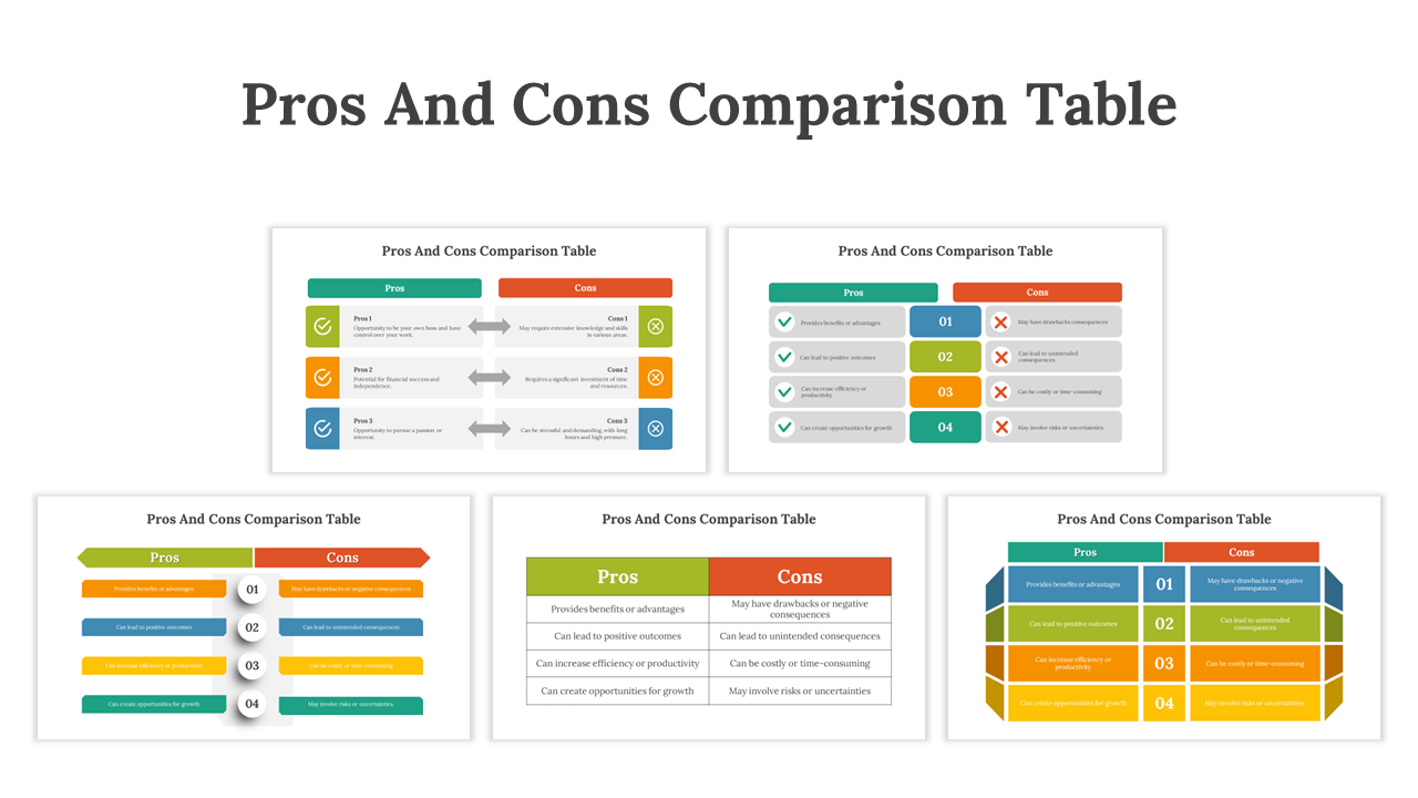 Pros And Cons Comparison Table