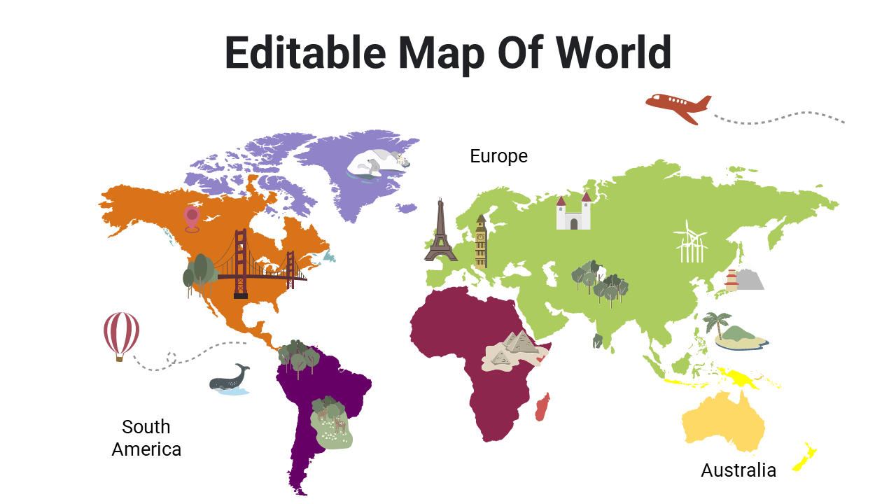 Editable Map Of World