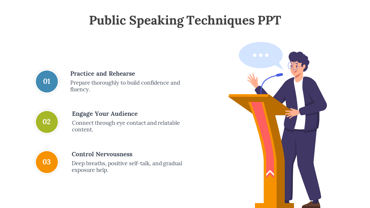 Public Speaking Techniques PPT And Google Slides Templates