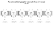 Infographic diagram with six stages, each represented by a numbered circle and accompanied by arrows, set against a pattern.