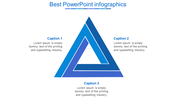 Modern infographic featuring a blue triangular shape with gradient highlights and text placeholders.