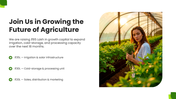 Agriculture Business Plan with green accents, farm photos, tractor image, rounded shapes, charts and financial layouts. - slide 10