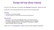 Terms of use for free users of SlideEgg, explaining customization rights and restrictions on selling or modifying content.