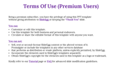 Terms of use for premium users of SlideEgg, outlining customization rights and limitations on redistribution of templates.