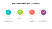 Four hexagonal icons in blue, green, red, and purple, each with icons and title beneath, arranged horizontally.