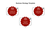 Red themed business strategy slide highlighting Market Analysis, SWOT Analysis, and Goal Setting in a structured layout.