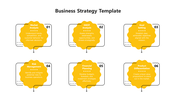 Yellow themed business strategy template highlighting Market Analysis to Product Differentiation with descriptions.