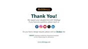 Thank you slide with SlideEgg logo, social media icons, and a message inviting design requests on a white backdrop.