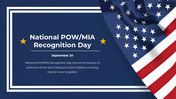 A waving U S flag with stars and stripes, symbolizing National POW or MIA Recognition Day to honor missing soldiers.