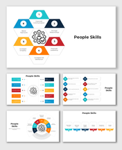  Hexagonal, circular, and stepwise diagrams with icons, vibrant colors, and text holders for skills learning.