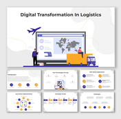 Illustrated logistics scene with a map, airplane, and truck representing digital tools in global supply chains.