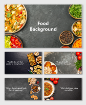 Food Background Images with bowls of spices, salads, pasta, and dishes on dark textures for culinary presentations.
