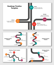 Roadmap Timeline Template with key stages: Initiate, Develop, Optimize, Enhance, and Achieve to complete milestones.