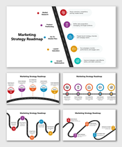 Marketing Strategy Roadmap detailing phases: market research, product positioning, execution, and growth optimization.