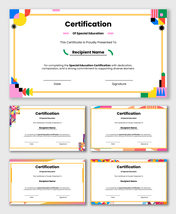 Special education certification honoring dedication compassion inclusive teaching skills and commitment to learner success.