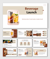 Beverage Launch slides outlining product overview, target audience pricing promotion strategy and growth plan!