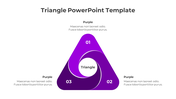 Triangle PowerPoint template with three sections labeled 01, 02, and 03, with swirling purple color transitions.