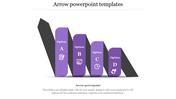 Purple arrow shaped blocks labeled with options, arranged in a zig zag pattern with corresponding icons.