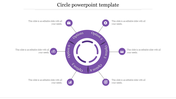 Purple circle shaped infographic with six labeled options connected by dotted lines to surrounding business icons.