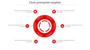Red circle PPT slide with options arranged around a central circle, each labeled Option 1 through Option 6 and icons.