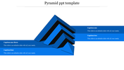 3D blue and black layered pyramid with four extending banners labeled with four caption areas in shades of blue.