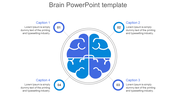 Blue brain illustration divided into four quadrants, with numbered captions surrounding it in circular frames.