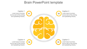 Infographic of a segmented yellow brain with four sections, each connected to a numbered circle and text description.