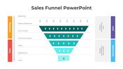 Sales funnel showing stages from marketing to close with icons of people depicting lead generation and opportunity stages.