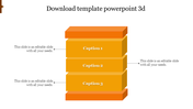 3D PowerPoint template showcasing stacked orange and yellow blocks with captions for content.