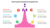 PowerPoint slide featuring a rocket launching with icons representing various smart goal categories.