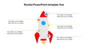 Rocket diagram with colorful icons for document, chat, lightbulb, launch, and trophy connected to horizontal text boxes. 